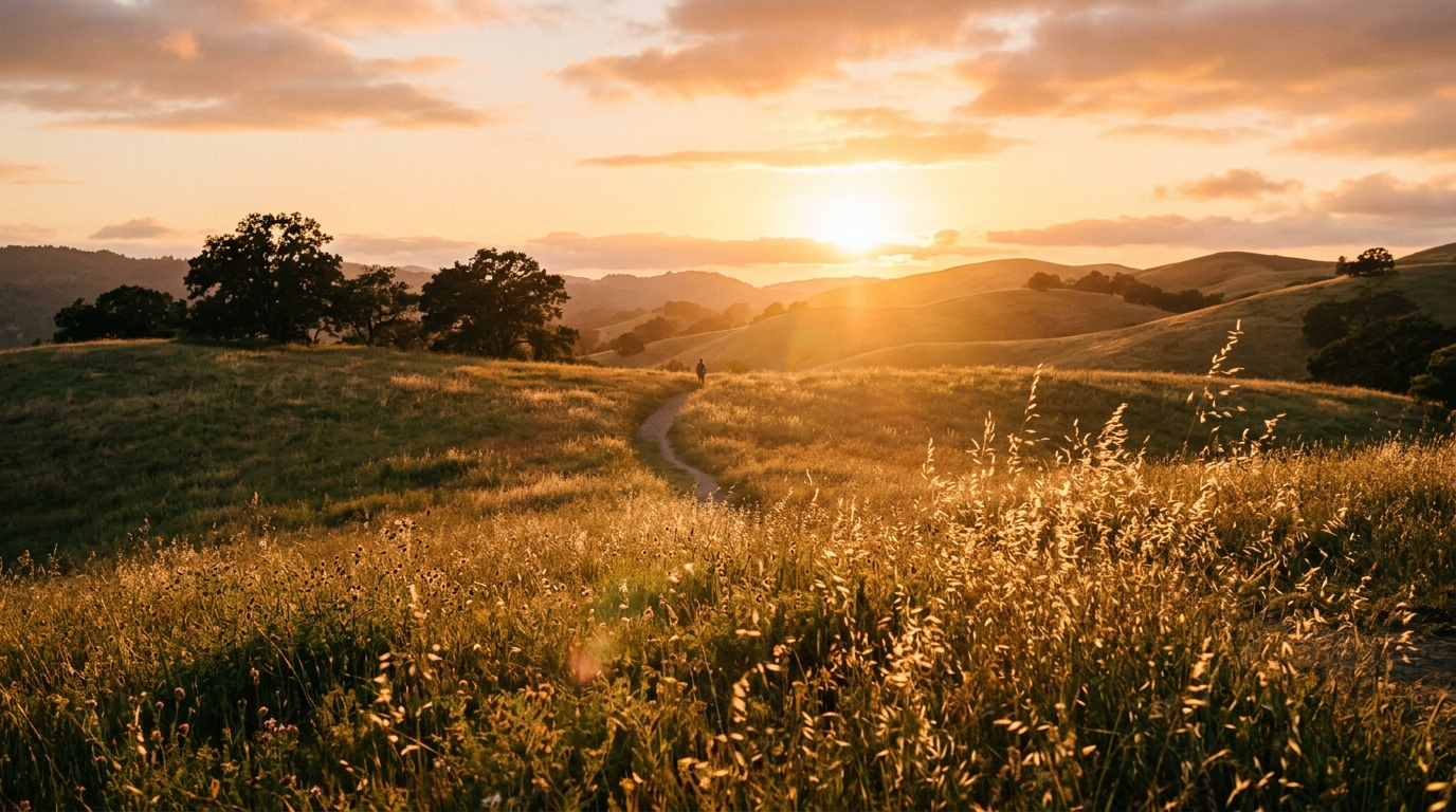 Golden hour rolling hills in Missouri